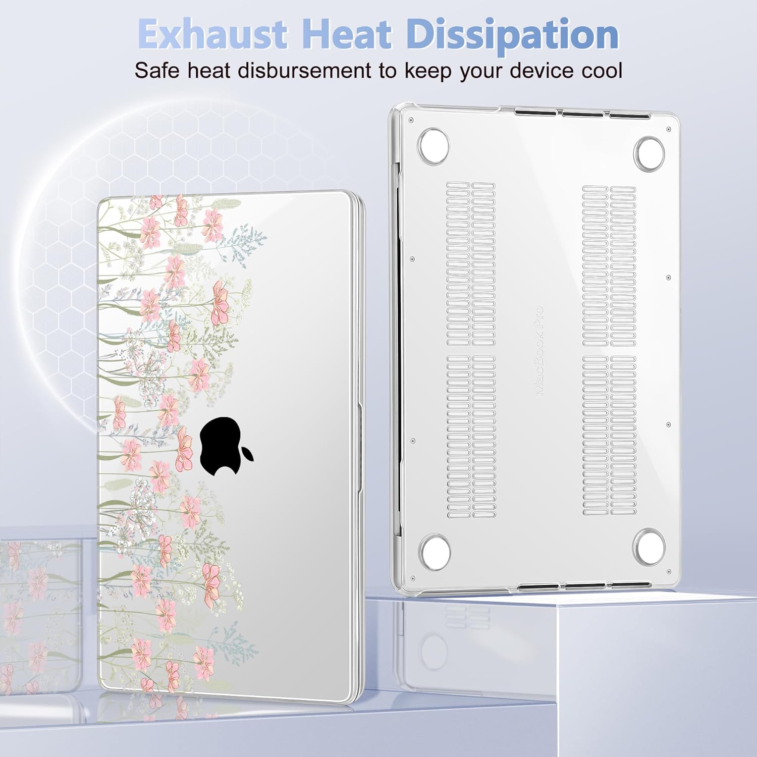 for MacBook Pro 16 inch Case 2021 2022 2023 2024 Release A3186 A3403 M4 A2991 M3 A2780 M2 A2485 M1 Pro/Max, Hard Shell Case with Screen Protector & Keyboard Cover, Floral C322