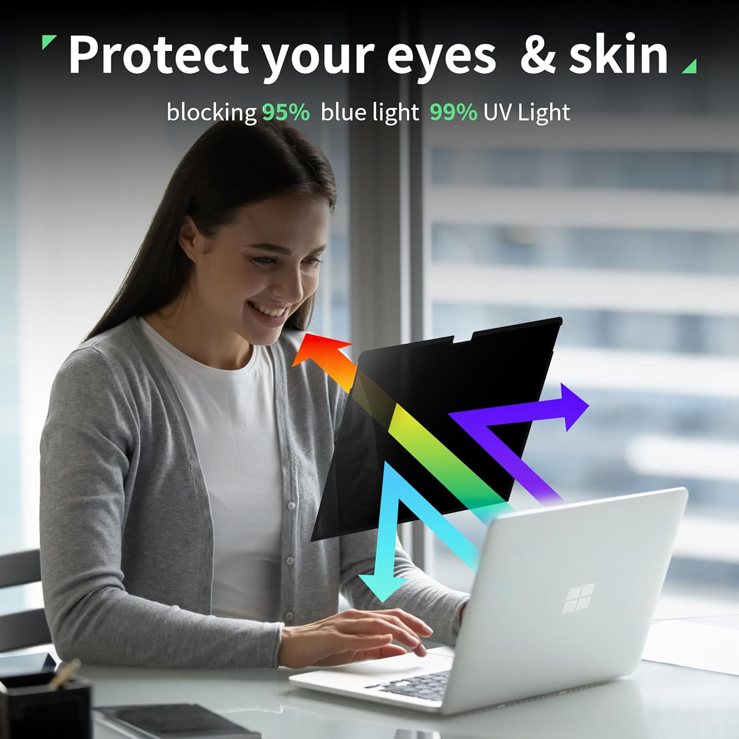 Nano Privacy Screen Protector for Microsoft Surface Pro 7+/7/6/5/4/3 - 12.3 In Reusable Surface Pro 7 Screen Protector Anti Glare Film, Anti Blue Light Filter, Removable Shield, Bubble Free Guard