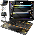 Intermerge Clear Keyboard Case for iPad Pro 13" (M4) 2024 Only, 360° Swivel Multi-Touch Trackpad, 7-Color RGB Backlit, Pencil Holder, Type-C, Power Indicator, Shadow Pulse