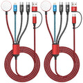 Travel Essentials 4in2 Multi Charging Cable for Apple Watch Charger,USB A/C to Dual Type C/IP/iWatch Charger,Travel Chargers for Multiple Devices Compatible with iWatch Series&iPhone 16-12（2PACK,5FT）