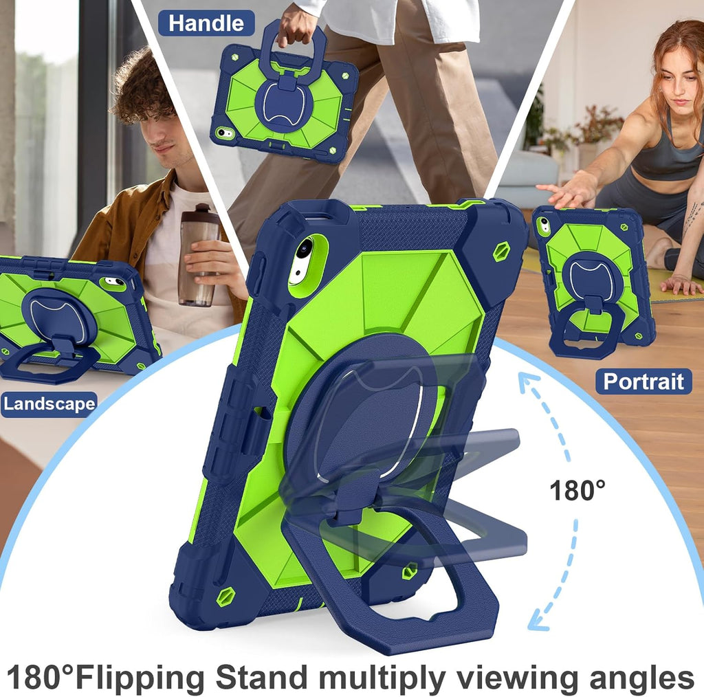Case for iPad (A16) 11th Generation 11 Inch (2025) / iPad 10th Generation Case 10.9 Inch (2022) with 360° Rotating Stand Screen Protector Pen Holder Shoulder Strap, Navy Green