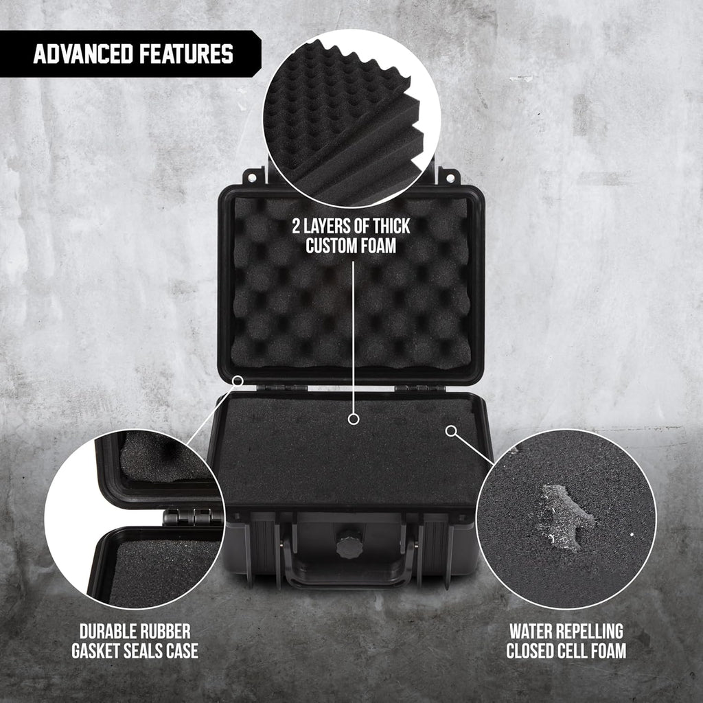 All Weather Hard Case 10 x 9 x 5” - TSA Approved Hard Shell Travel Case with Customizable Foam for Cameras, Lenses, Electronics and Other Gear