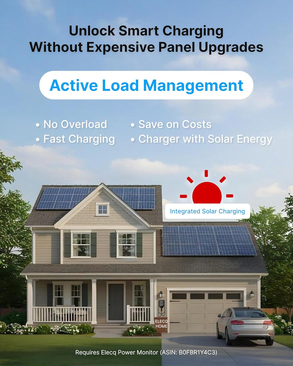Level 2 EV Charger with Smart Charging - Solar Mode, OCPP Compatible, Active Load Management, Wi-Fi Enabled for Full Control EVSE, 40A NEMA 14-50 Plug-in Electric Car Charger for Home with J1772