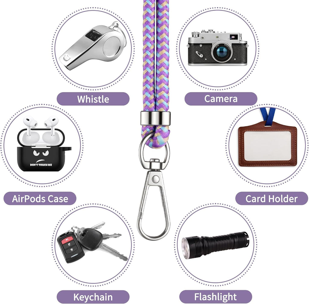 CACOE Cell Phone Lanyard Universal Crossbody Multifuctional Lanyard Compatible with Most Smartphones (Purple Blue, 30"（Neck Strap×1）+8"（Wrist Strap×1）)