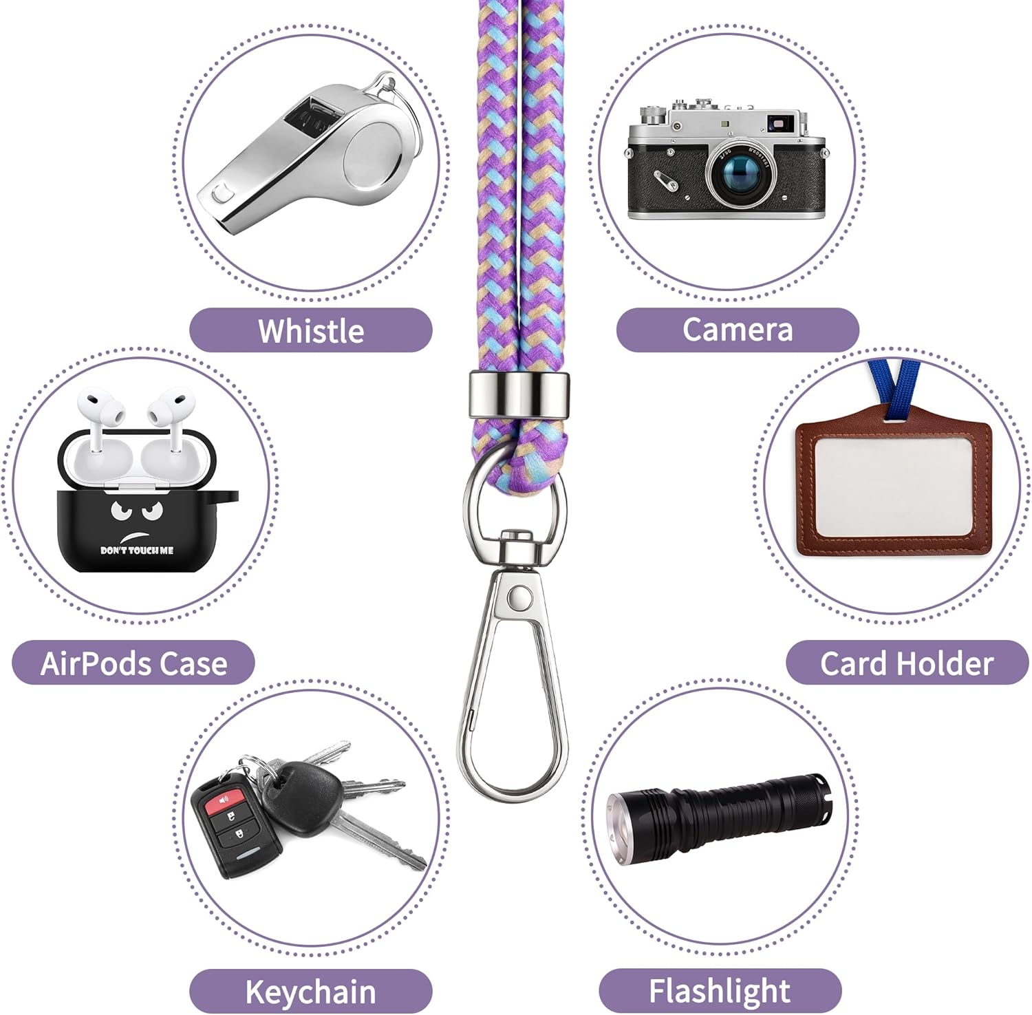 CACOE Cell Phone Lanyard Universal Crossbody Multifuctional Lanyard Compatible with Most Smartphones (Purple Blue, 30"（Neck Strap×1）+8"（Wrist Strap×1）)