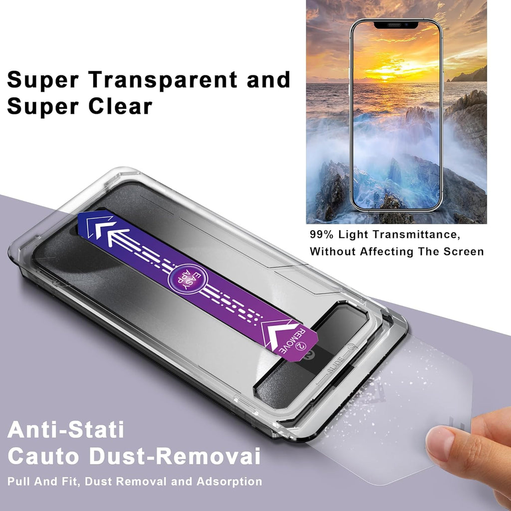 2 Pack Screen Protector for iPhone 11 Pro Max/iPhon XS Max, 9H Tempered Glass, Full Coverage, Anti-Fingerprint, Auto Dust-Elimination, No Bubble, Easy Installation