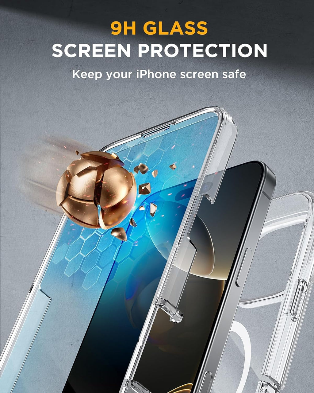 Miracase for iPhone 16 Pro Max Case 6.9'', [Bubble Free] Full-Body Bumper Phone case with Built-in Full Glass Screen &Lens Protector,Compatible with MagSafe,Drop Proof 16 Pro Max Cover,Clear
