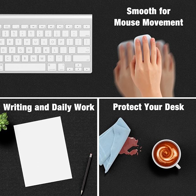 Hsurbtra Desk Pad, 23.6" x 13.8" PU Leather Desk Mat, M Extended Mouse Pad - Image 4