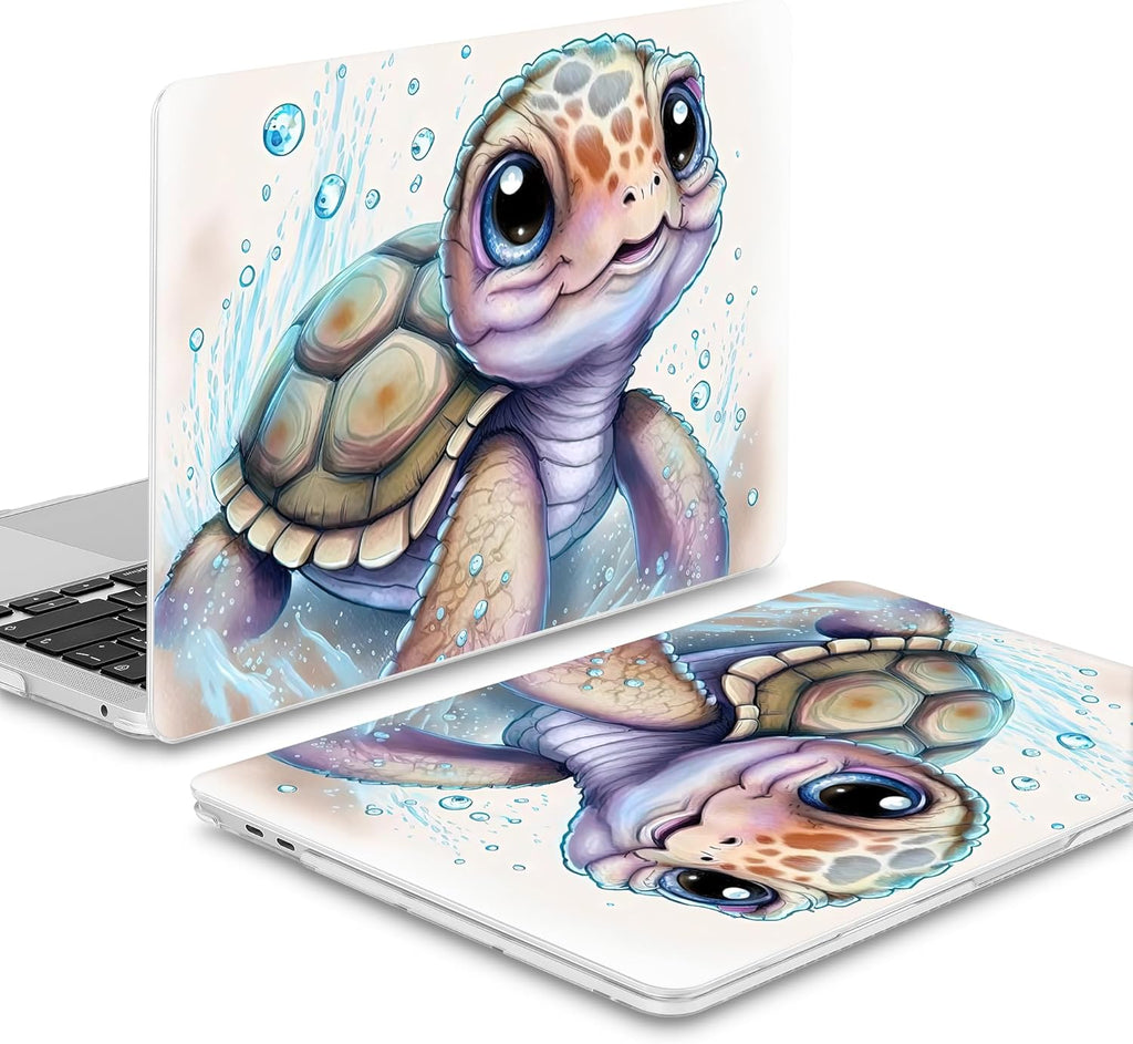 Mektron for MacBook Air 13 Case A1466/A1369 (2010-2017 Release), Snap-on Plastic Hard Shell Cover for MacBook Air 13.3 inch with Keyboard Cover, Cute Turtle