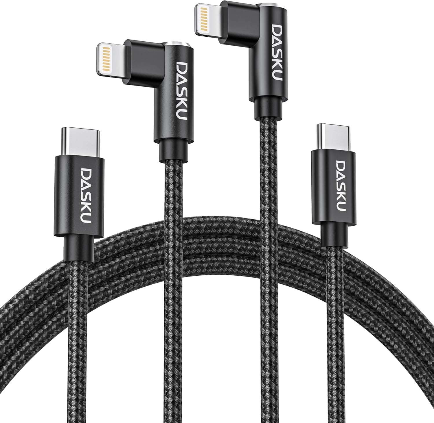 Apple USB C to Lightning Cable 2Pack - 6FT Right Angle 90 Degree iPhone Charging Cable - Long Nylon Braided - Compatible with iPhone 14/13/Pro/12/Max/11/XS/XR/8/Plus