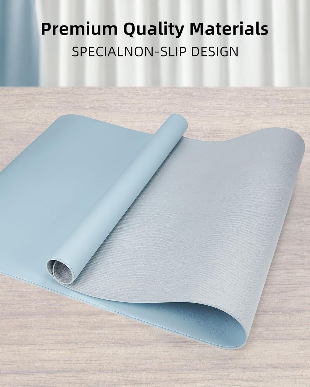 Non-Slip Desk Pad,Mouse Pad,Waterproof PVC Leather Desk Table Protector,Non-Slip PU Leather Desk Blotter, Easy Clean Laptop Desk Writing Mat for Office Work/Home/Decor(Light Blue, 24" x 13.7")