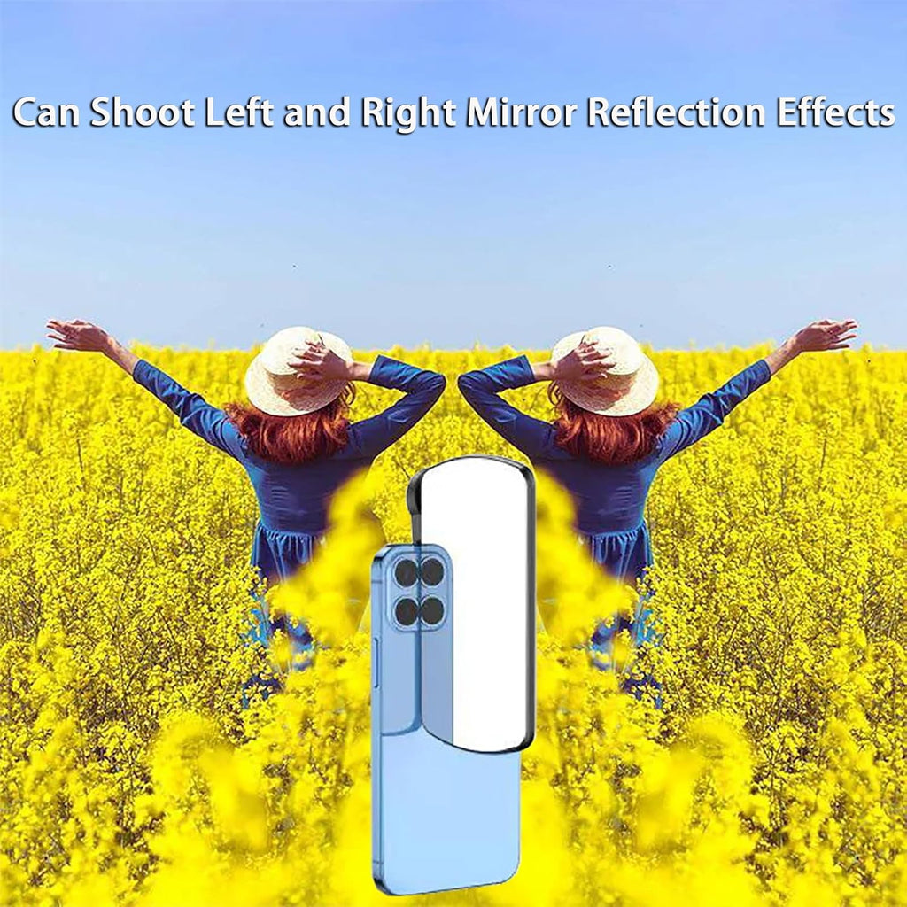 2025 New Upgrade Adjustable Smartphone Camera Mirror Reflection Clip Kit for iPhone & All Phones, Mirror Effect Lens - HD Glass Phone Shooting Reflection Mirror for Outdoor Travel Photography (White)