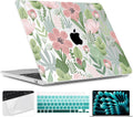 TWOLSKOO Compatible with M4 MacBook Air 15 inch Case 2025-2023 Released Model M4 A3241 M3 A3114 M2 A2941, Plastic Hard Shell & Screen Protector & Keyboard Cover & Trackpad Film, Leaves Flowers X732