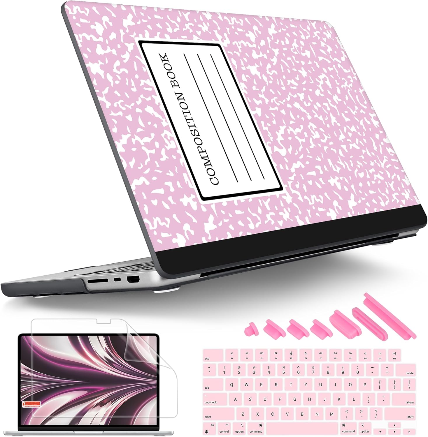 Tuiklol for M4 MacBook Pro 14 Inch Case 2024-2021 Release A3112 A3401 A3185/M3 A2918 A2992/M2 A2779/M1 A2442 Pro/Max Chip,Hard Shell Case with Screen Protector for Touch ID,Composition Book