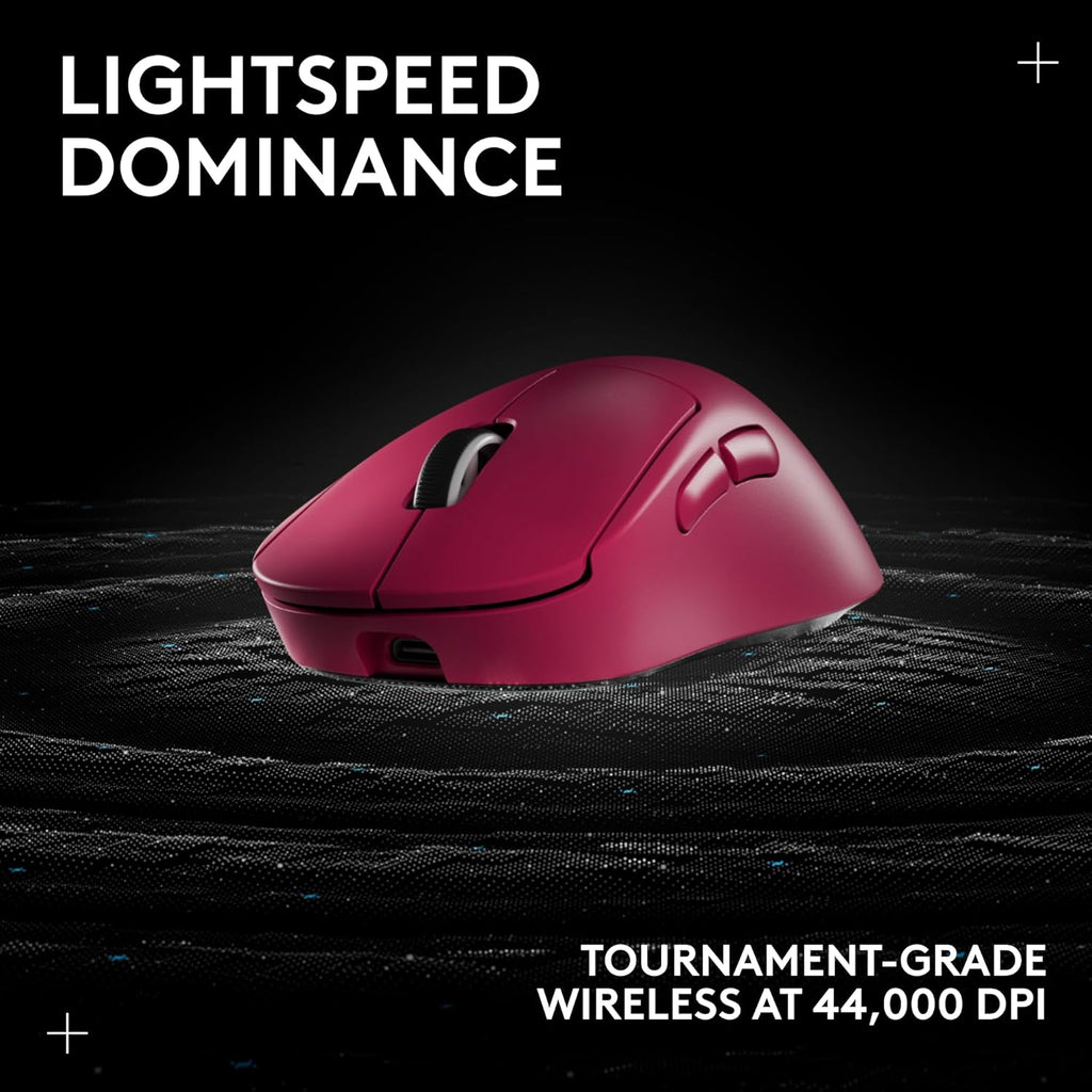 Logitech G PRO X Superlight 2 DEX Wireless Gaming Mouse, 60g Pro-Grade with 5 Programmable Buttons, 44k DPI Sensor, 8kHz Report Rate, USB-C Charging for PC/Mac - Magenta