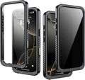 for iPhone 16 Pro Case Waterproof, Built-in Privacy Screen & HD Screen Double Front Frame [IP68 Underwater] Shockproof Dustproof Full Body Protection iPhone 16 Pro Phone Case Black