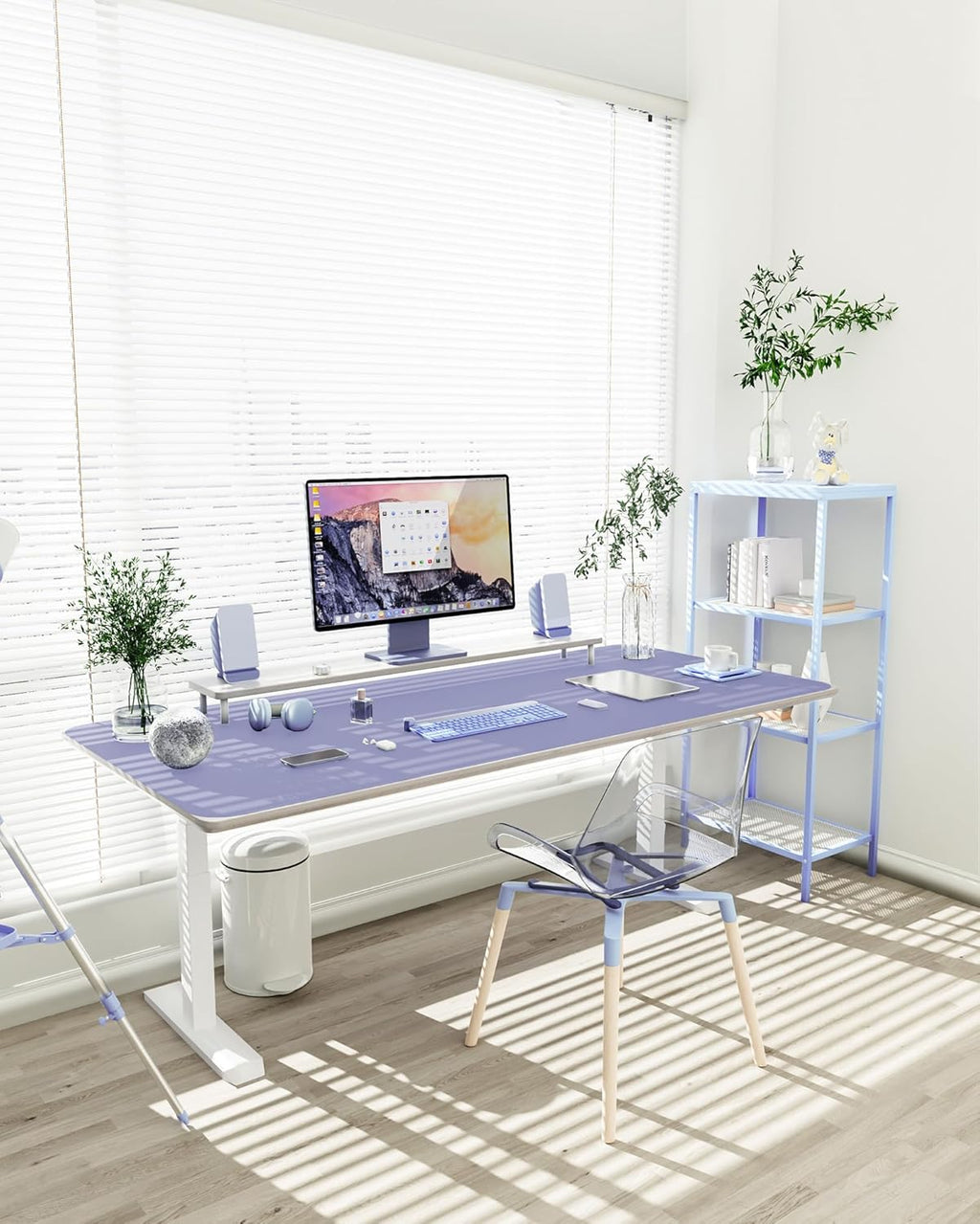 YSAGi Non-Slip Leather Desk Pad XL Size, Waterproof Laptop Computer Desk Keyboard Mat, Table Protector Blotter Mat, Large Mouse Pad for Office/Work/Home/Decor(Lavender, 47.2" x 23.6")-No Band