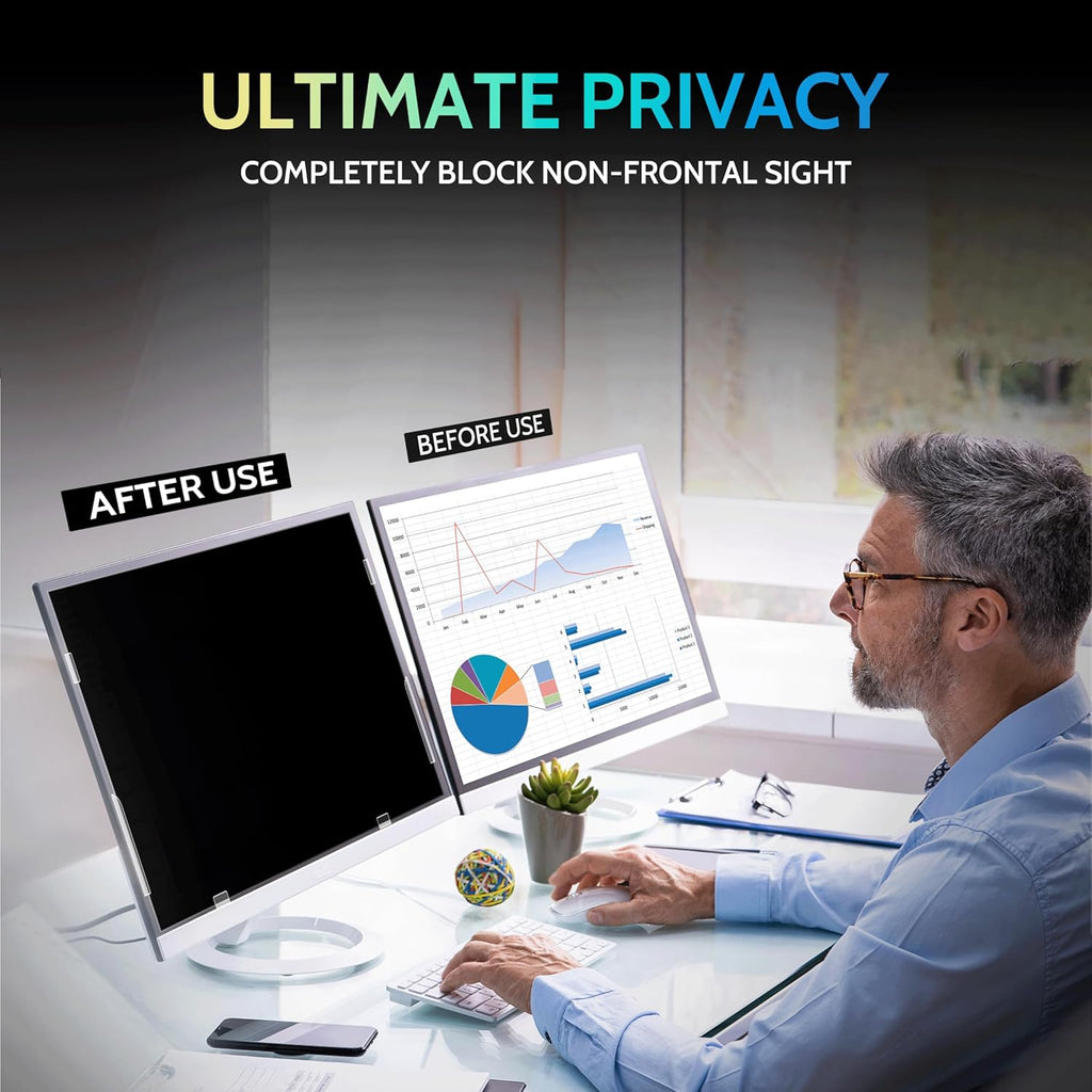[2-Pack] 19 Inch Privacy Screen for Computer Monitor 5:4 Aspect Ratio, Eye Protection Anti Blue Light Glare Shield, 19inch Removable Black Blackout Anti Spy Desktop Security Private Filter