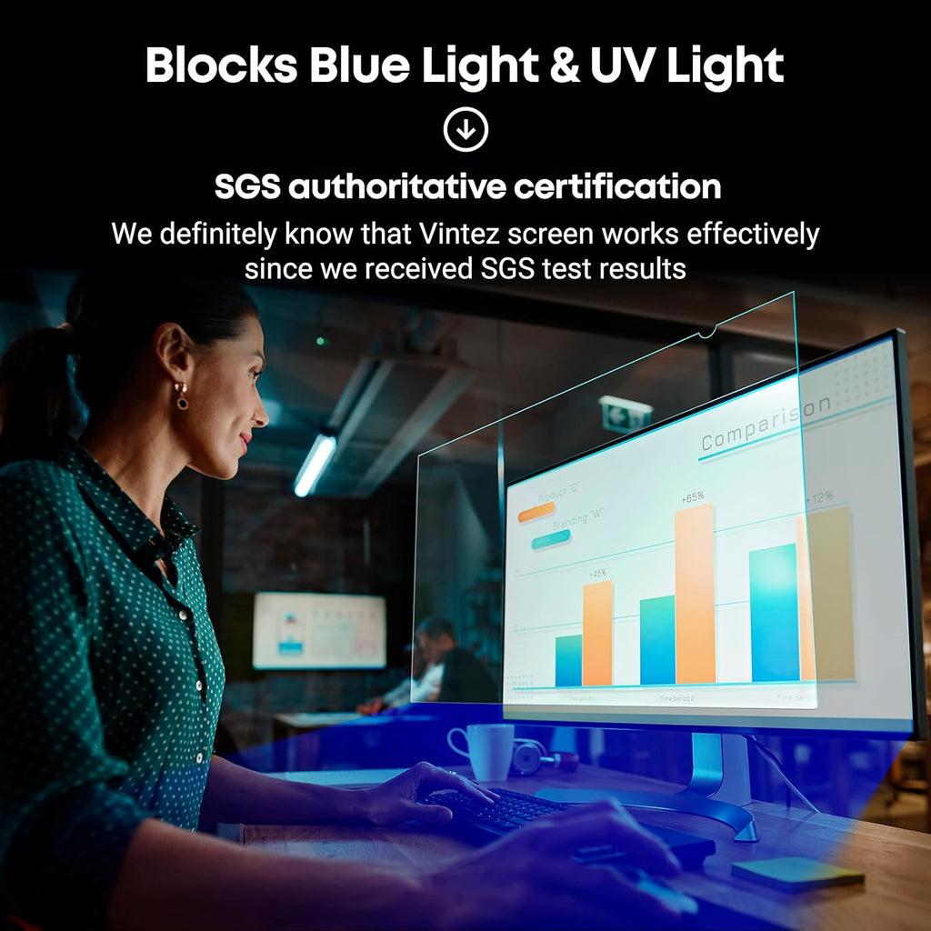 23.6 inch Blue Light Blocking Screen Protector Panel for 16:9 Widescreen Computer Monitor and Laptop - PC Anti-UV Eye Protection Filter Film - Anti-Scratch Diagonal Frame Shield [1 Pack]