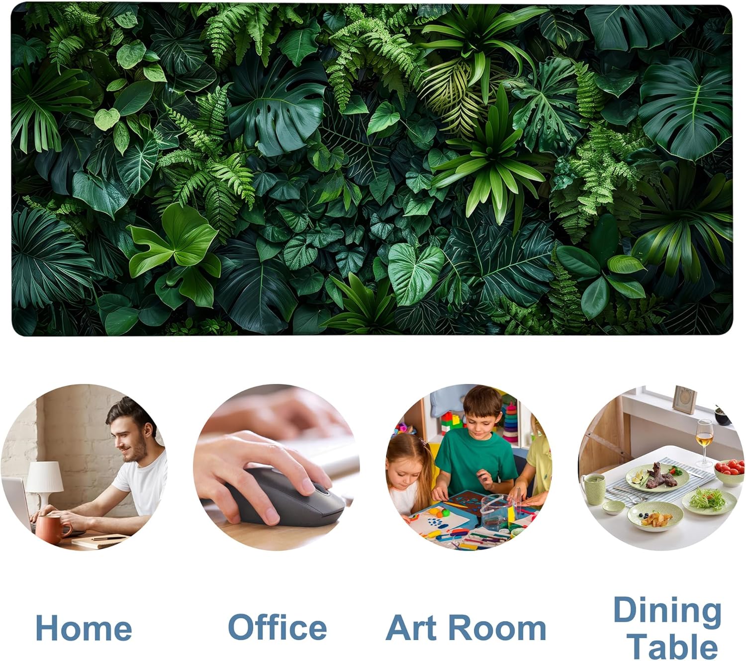 Large Mouse Pad Monstera Leaf Gaming Desk Pad Computer Keyboard Non-Slip Waterproof Mouse Mat with Rubber Base and Stitched Edges Entertainment Office Writing Desk Mat 35.4 x 15.7 Inches