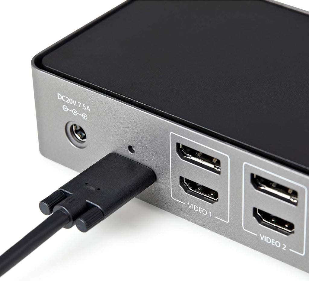 StarTech.com USB-C / USB-A Hybrid Docking Station for MacBook Pro / Air M1 M2 M3 M4 & Windows, Universal Triple 4K 60Hz HDMI DP Dock, Thunderbolt Compatible, 85W Laptop Charging - TAA