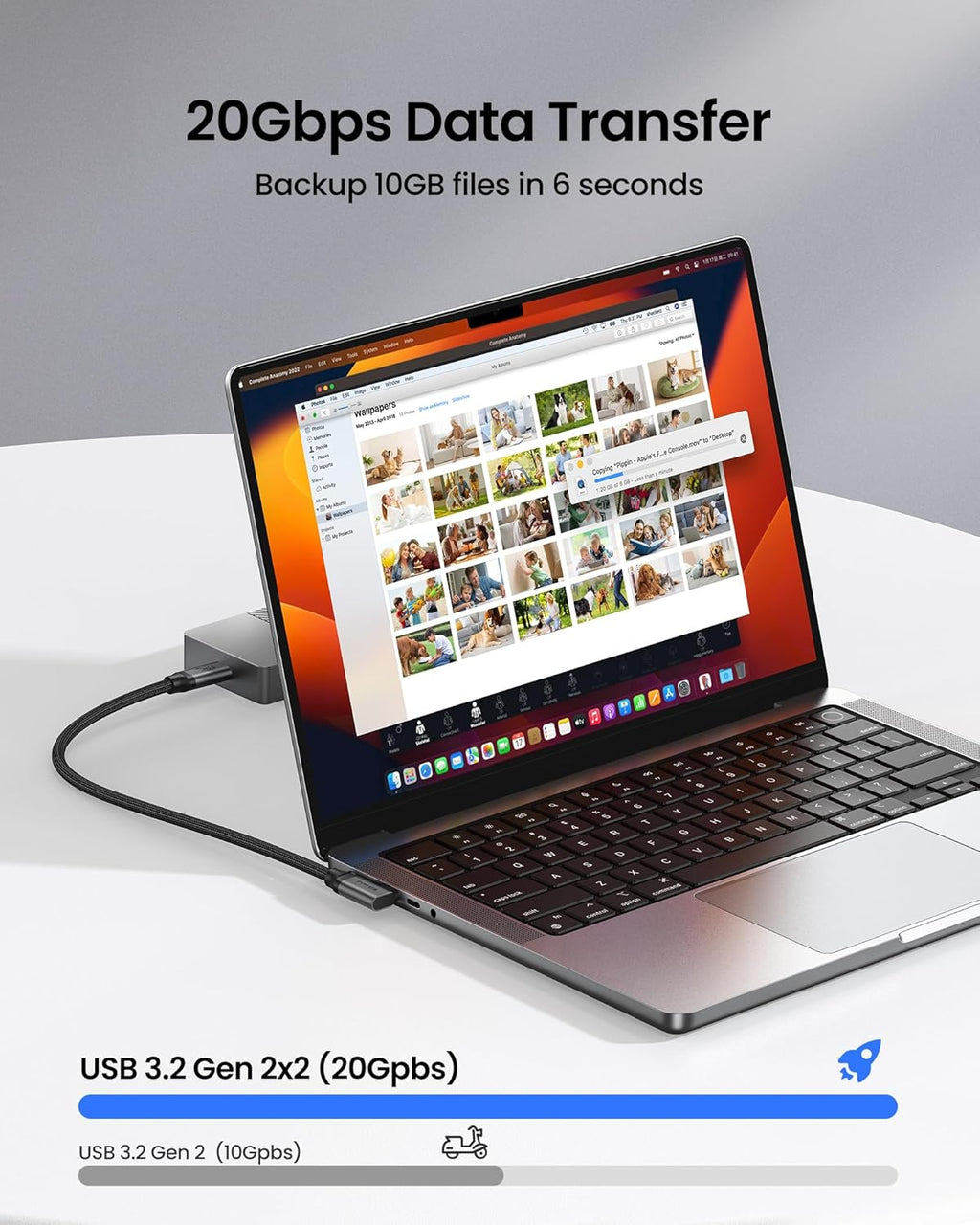 Silkland USB C Monitor Display Cable Right Angle 5FT [5K/4K@60Hz 8K@30Hz], 90 Degree USB C 3.2 Gen 2x2 Video Cable, 20Gbps Data Transfer, 240W Fast PD Compatible for MacBook Pro, iPad, iPhone 16