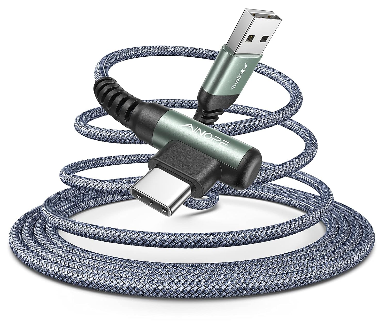 16.5FT USB C Fast Charging Cable 3.1A Fast Charge, Right Angle AINOPE USB C Charging Cable, Durable Nylon Braided USB Type C Cable Compatible Galaxy S20 S10 S9 S8 Plus,V30,V20,G6?Samsung Fast Charger