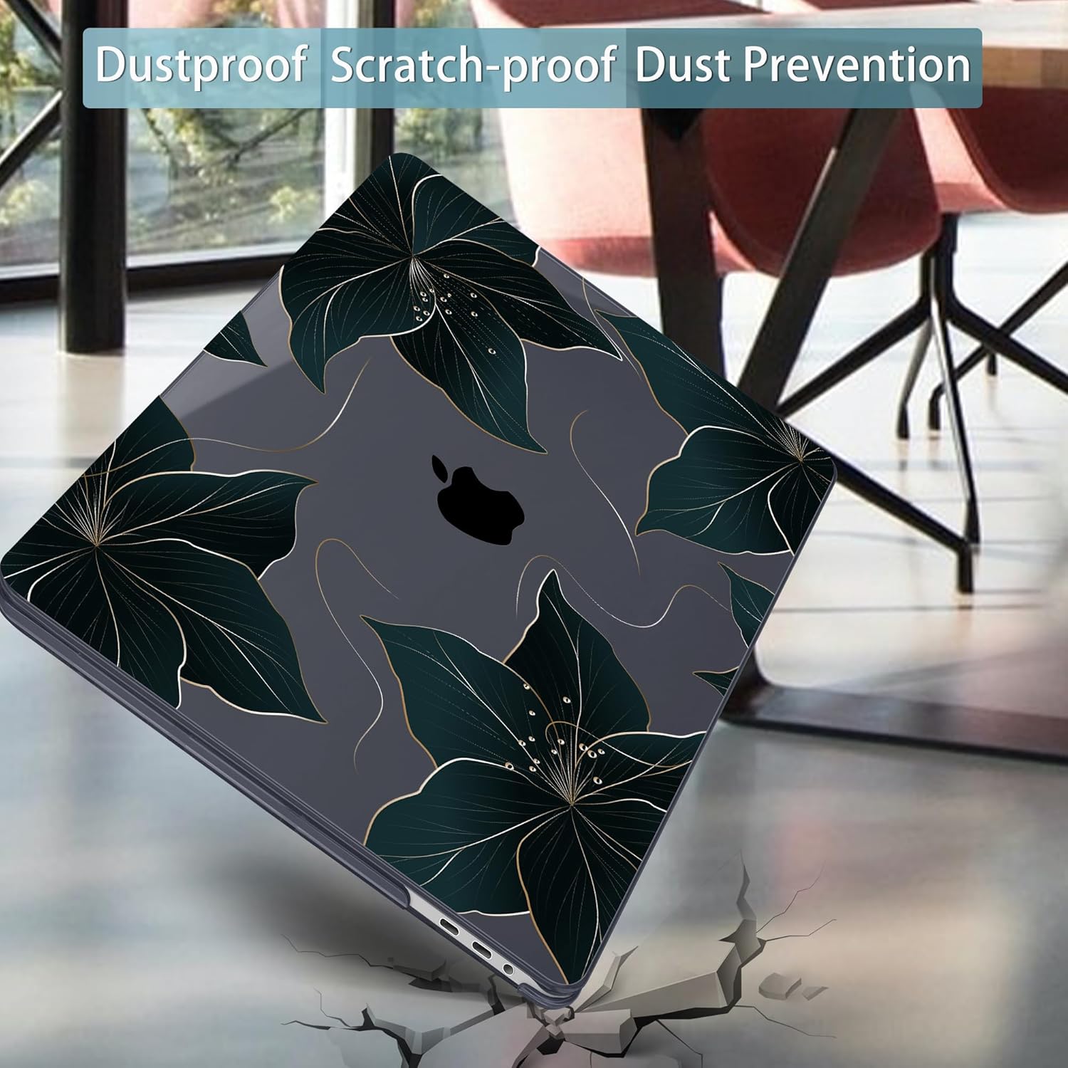 Mektron Case for MacBook Pro 16 Inch A2141 Cover 2019 Release 16" with Liquid Retina Display/Touch ID, Plastic Hard Shell with Keyboard Skin & Screen Protector & Dust Plug, Floral C218