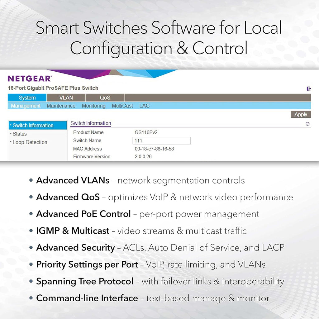 NETGEAR 52-Port PoE Gigabit Ethernet Smart Switch (GS752TP) - Managed, Optional Insight Cloud Management, 48 x PoE+ @ 380W, 4 x 1G SFP, Desktop or Rackmount, and Limited Lifetime Protection