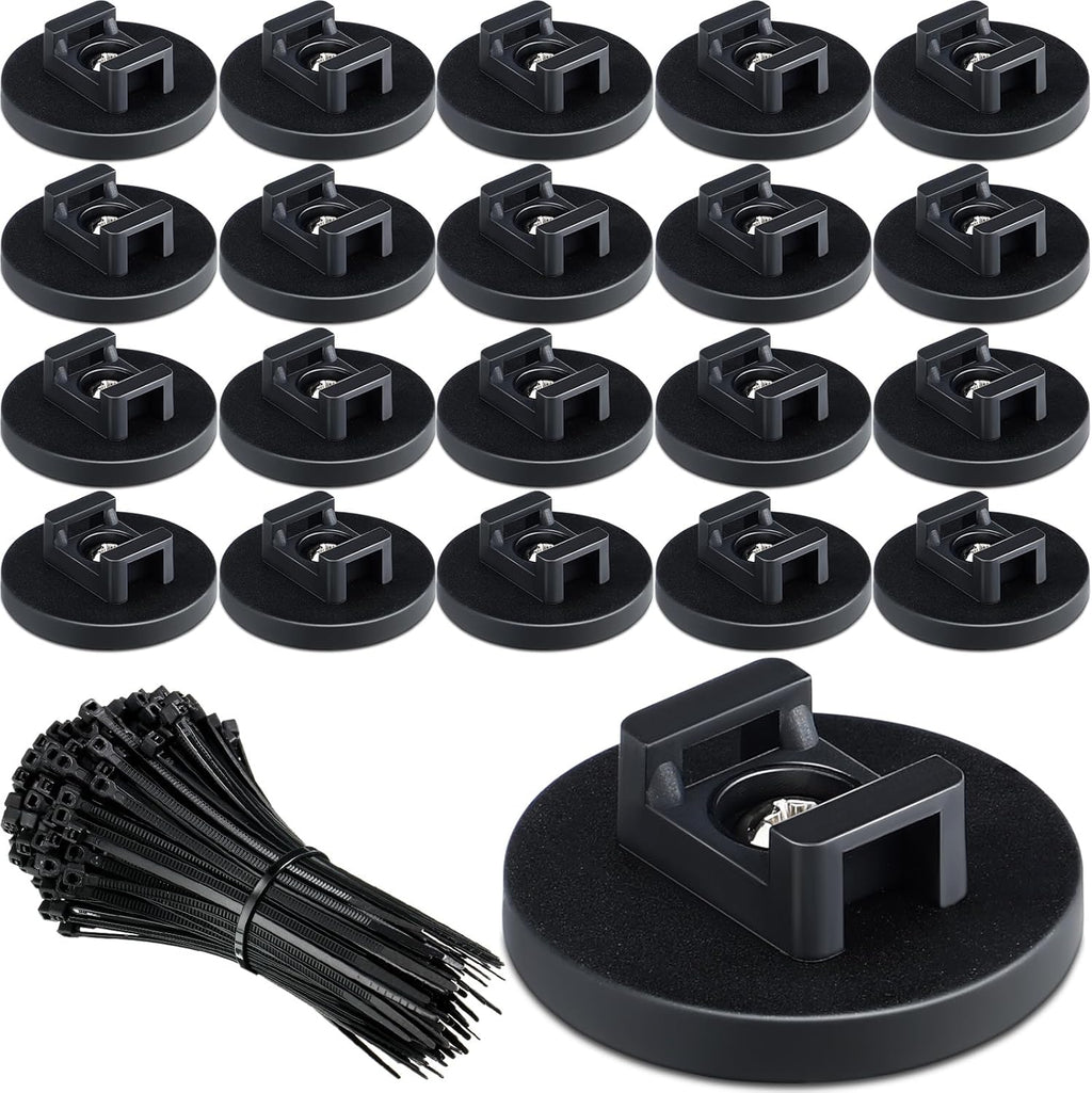 Yookeer 120 Pieces Magnetic Zip Tie Mount Multipurpose Cable Holder Magnets Magnetic Wire Management Bases with Heavy Duty Zip, Mount Nylon Cable Ties in Total (43 mm)