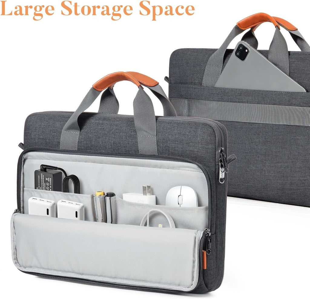 17 17.3 18 inch Laptop Computer PC Shoulder Bag Carrying Case, Water-Repellent Fabric Briefcase, Lightweight Toploader, Business Casual or School