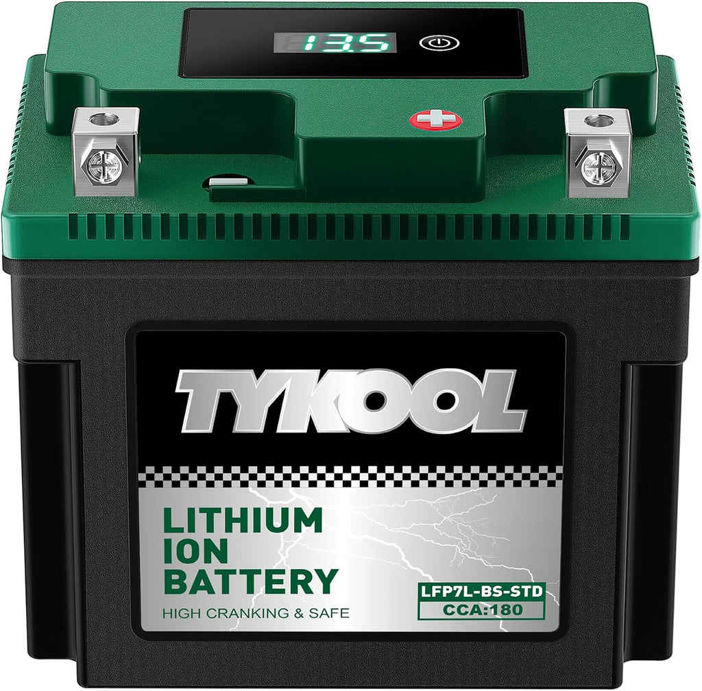 YTX7L-BS-STD 2X Cranking Amps,180CCA,Lithium Iron Phosphate Motorcycle Battery,Digital Readout,Comptitable for Honda,Suzuki Motorycle, Kawasaki ATV,Piaggio Scooter,Predator 3500 Generator battery