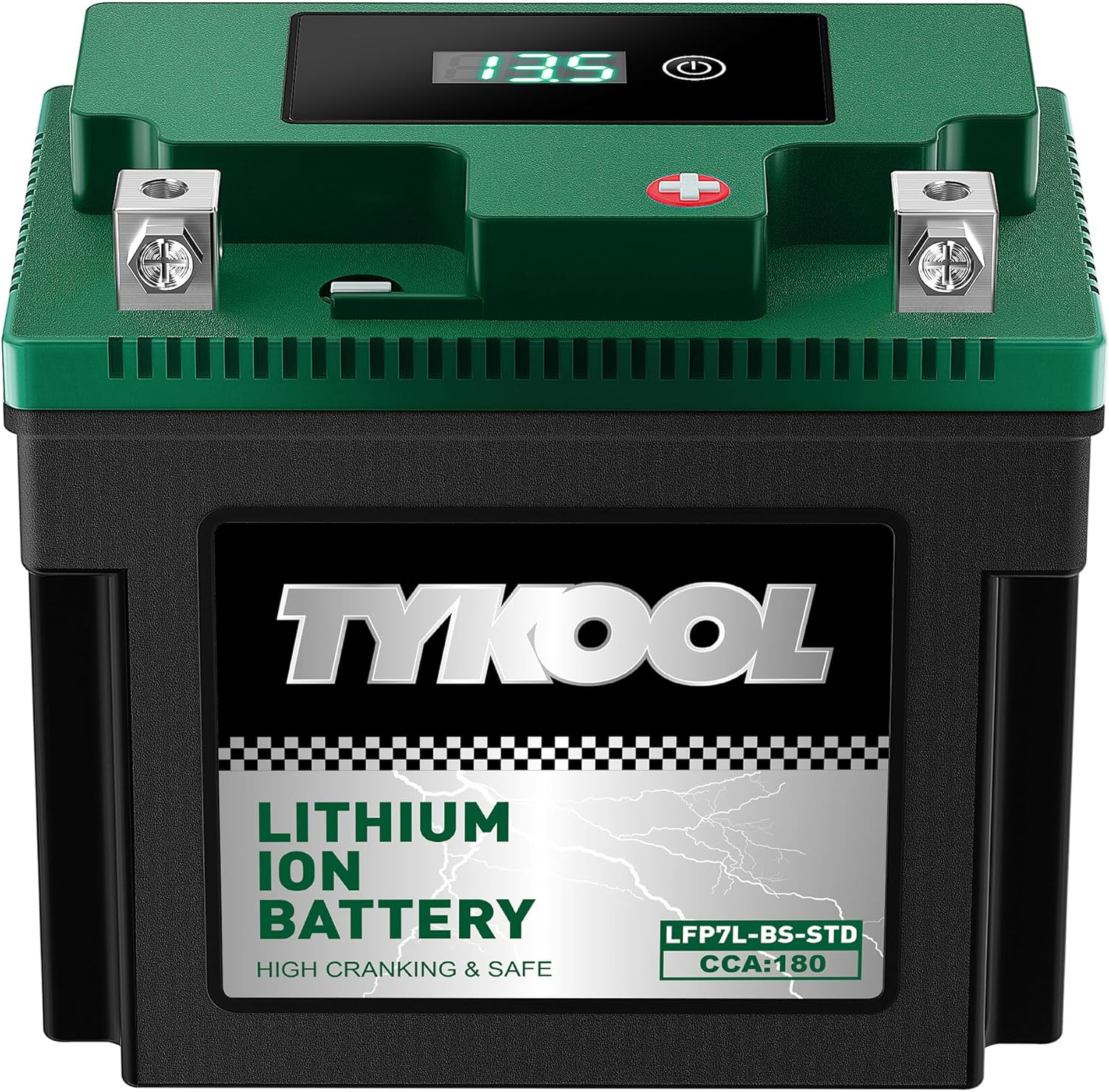 YTX7L-BS-STD 2X Cranking Amps,180CCA,Lithium Iron Phosphate Motorcycle Battery,Digital Readout,Comptitable for Honda,Suzuki Motorycle, Kawasaki ATV,Piaggio Scooter,Predator 3500 Generator battery