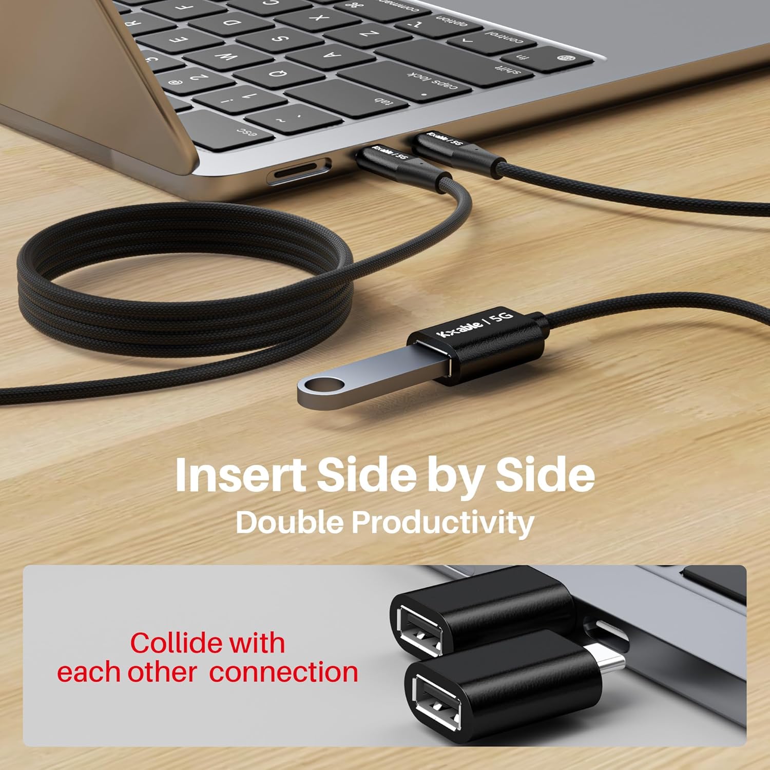 USB C to USB Female Cable 6FT, Type-C Male to USB A 3.1 Female OTG Cable, 5Gbps Data Transfer, Compatible with MacBook Pro/Air, iPhone 16 Pro Max/16 Plus/16/15 Series, Galaxy S24/S23/S22/S21 and More