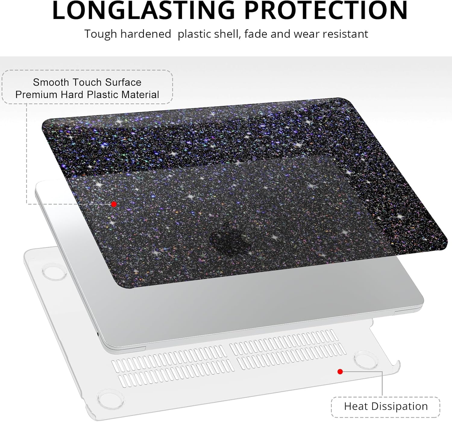 Anban Compatible with MacBook Pro 13 inch Case M2 M1 2025-2016 A2338 A2251 A2289 A2159 A1989 A1706 A1708, Plastic Hard Shell+Keyboard Cover+Screen Protector for MacBook Pro 13.3 inch Case, Shiny Black