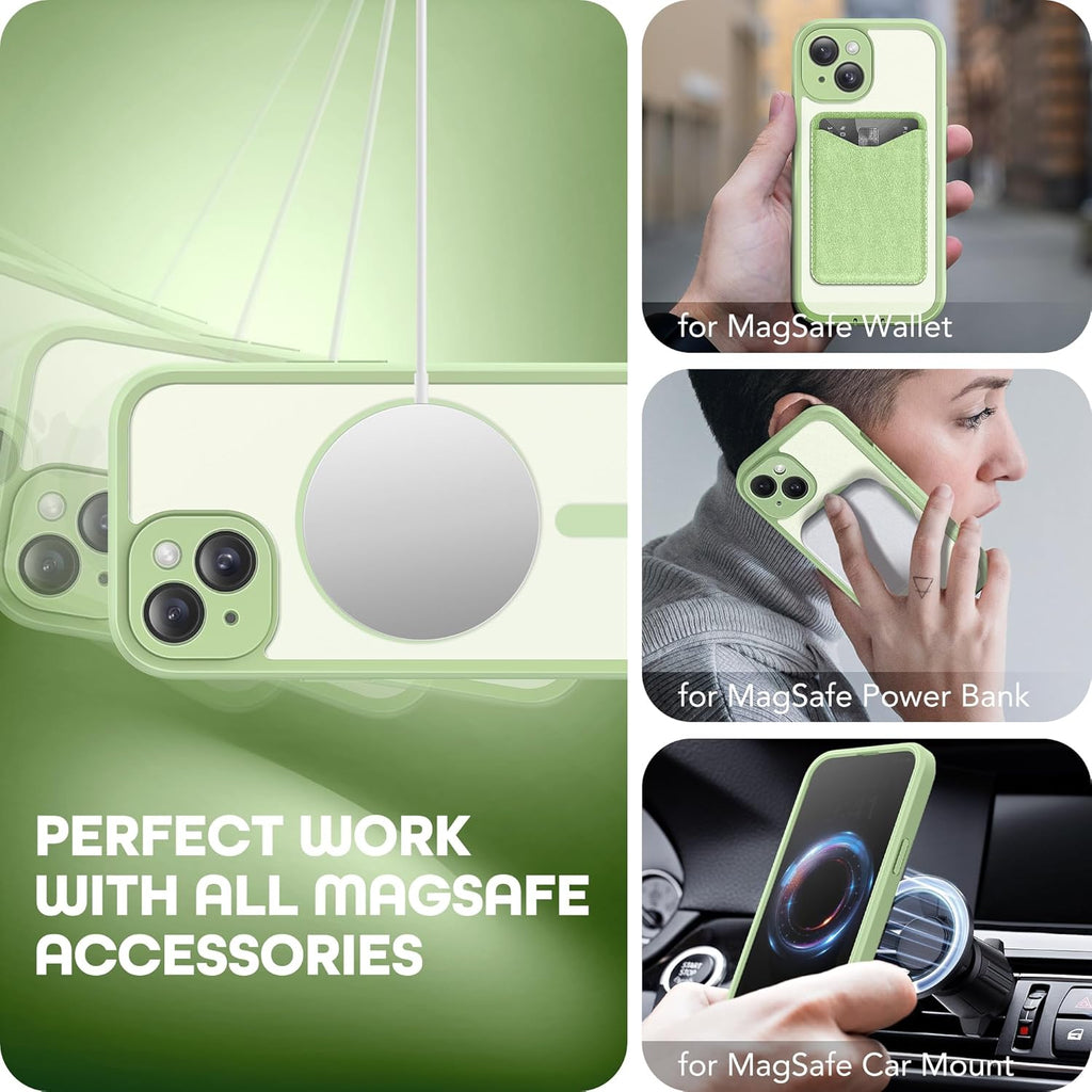 Magnetic for iPhone 15 Plus Case, Compatible with MagSafe, Built-in Privacy Screen Protector and Camera Protection, Anti Spy Full Body Dustproof Shockproof Hard Phone Case 6.7", Mint Green