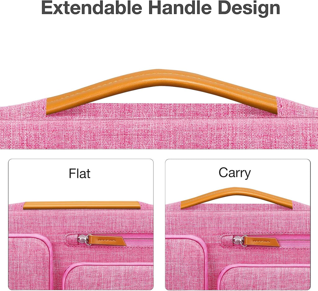 MOSISO 360 Protective Laptop Case 15 inch, 15 inch Laptop Sleeve Compatible with MacBook Air M4 M3 M2 2025 2024 2023, Dell XPS Plus, Side Open Carrying Case with 4 Zipper Pockets&Handle, Rose Red