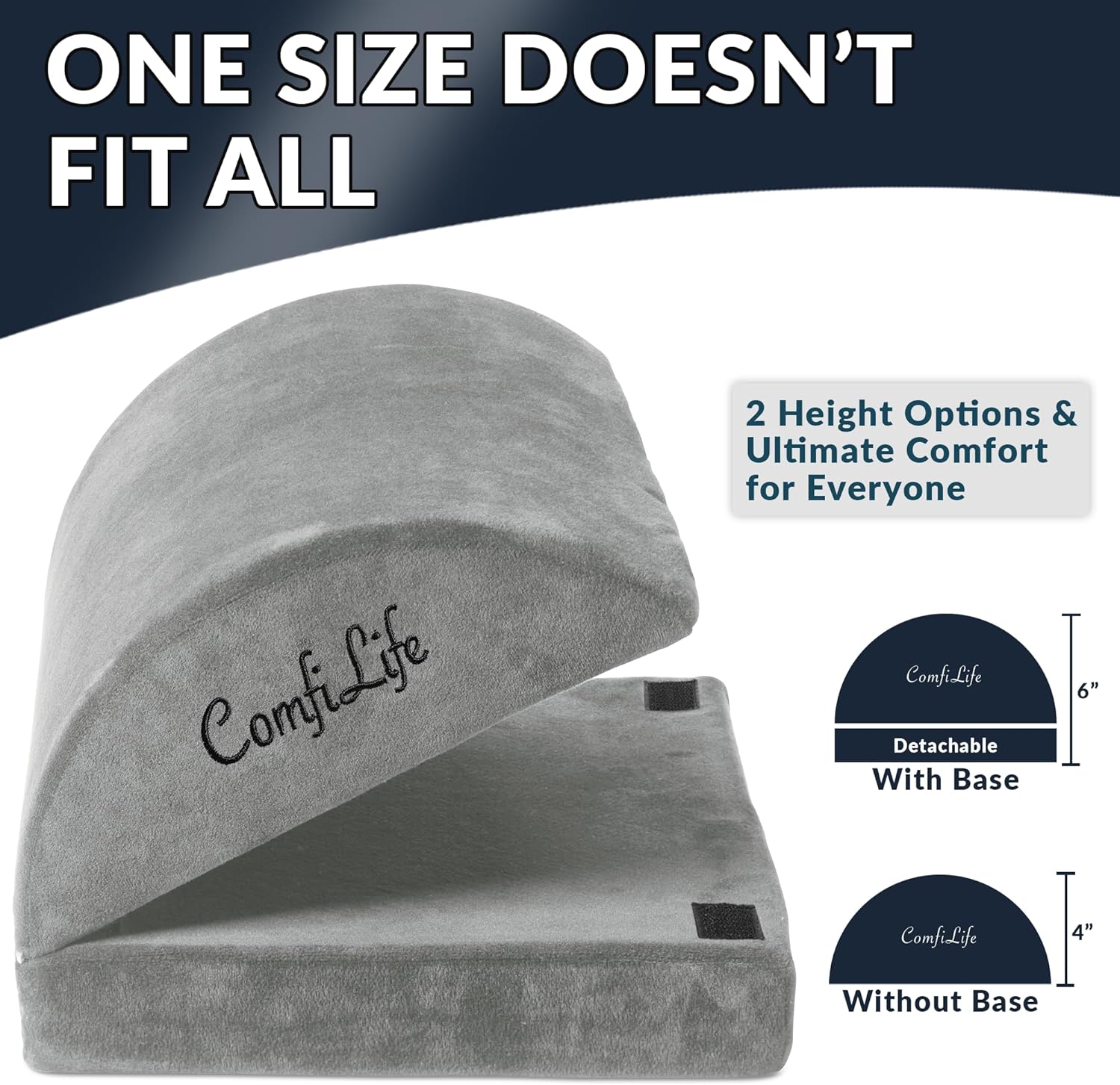 ComfiLife Foot Rest for Under Desk at Work – Adjustable Height Memory Foam Foot Stool for Under Desk, Office Chair & Gaming Chair – Ergonomic Footrest for Back & Hip Pain Relief (Gray)