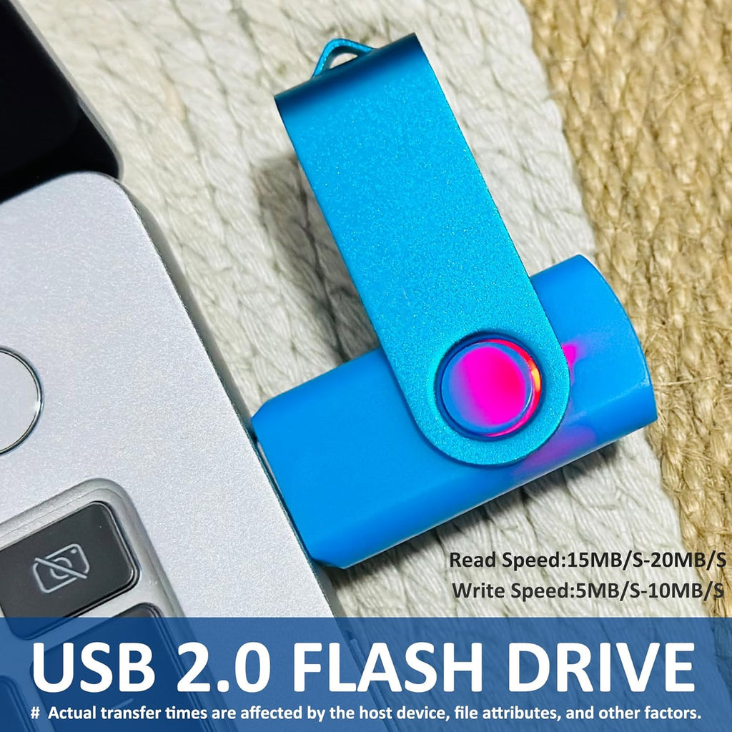 8GB Flash Drives 10 Pack Nicepicten 8 GB USB 2.0 Flash Drive Swivel Thumb Drive 8GB Memory Stick Zip Jump Drives Pendrive for Data Backup (Blue)