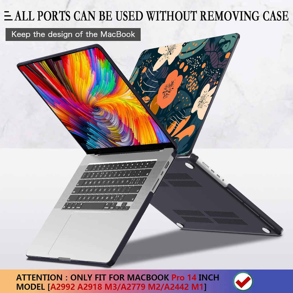 CISSOOK Compatible with MacBook Pro 14 inch Case 2024 2023 2022 2021 Release M4 A3112 A3185 A3401 M3 A2992 A2918 M2 A2779 M1 A2442 Pro Max Chip, Pro 14-inch Plastic Hard Shell Case, Little Flower