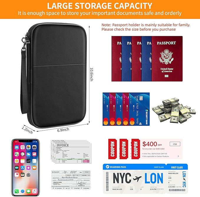JUNDUN 2500℉ Fireproof Family Passport Holder Upgraded Material | RFID Blocking - Image 7