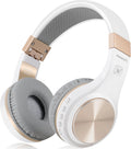 Riwbox Bluetooth Headphones, XBT-80 Folding Stereo Wireless Bluetooth Headphones Over Ear with Microphone and Volume Control, Wireless and Wired Headset for PC/Cell Phones/TV/Gym (White Gold)