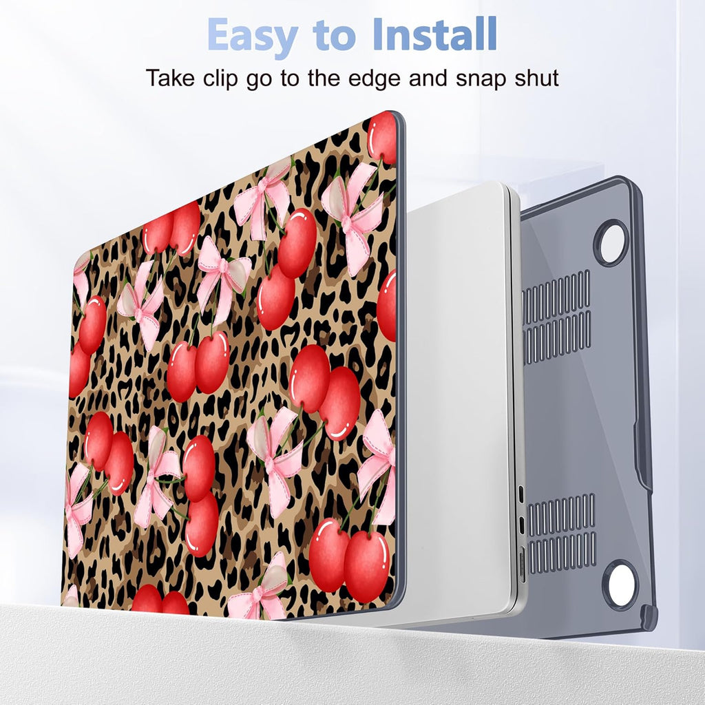 Case for MacBook Air 15 Inch 2025 2024 2023 Release M4 A3241 M3 A3114 M2 A2941, Hard Shell with Screen Protector & Keyboard Cover, Compatible with Touch ID, Leopard Cherry