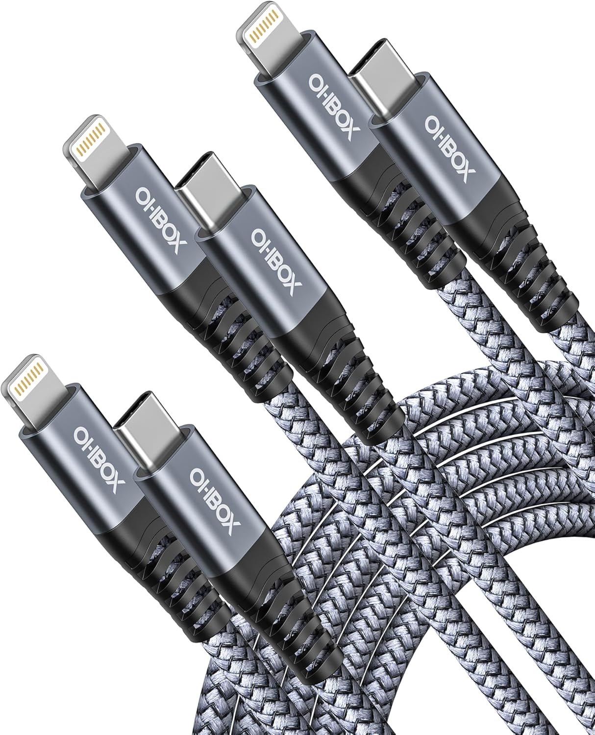 ohbox USB-C to Lightning Cable 3FT 3Pack iPhone Charger Fast Charging Braided Type C Charging Cord Compatible with iPhone 14 13 13 Pro Max 12 12 Pro Max 11 XS XR X 8 iPad