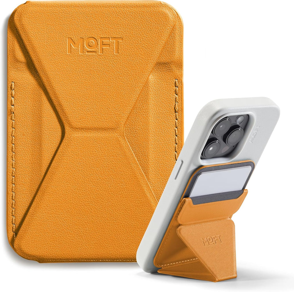 MOFT Magnetic Wallet Stand Compatible with iPhone 16/15/14/13/12 Series, Angle Adjustment MOVAS Phone Stand, Orange