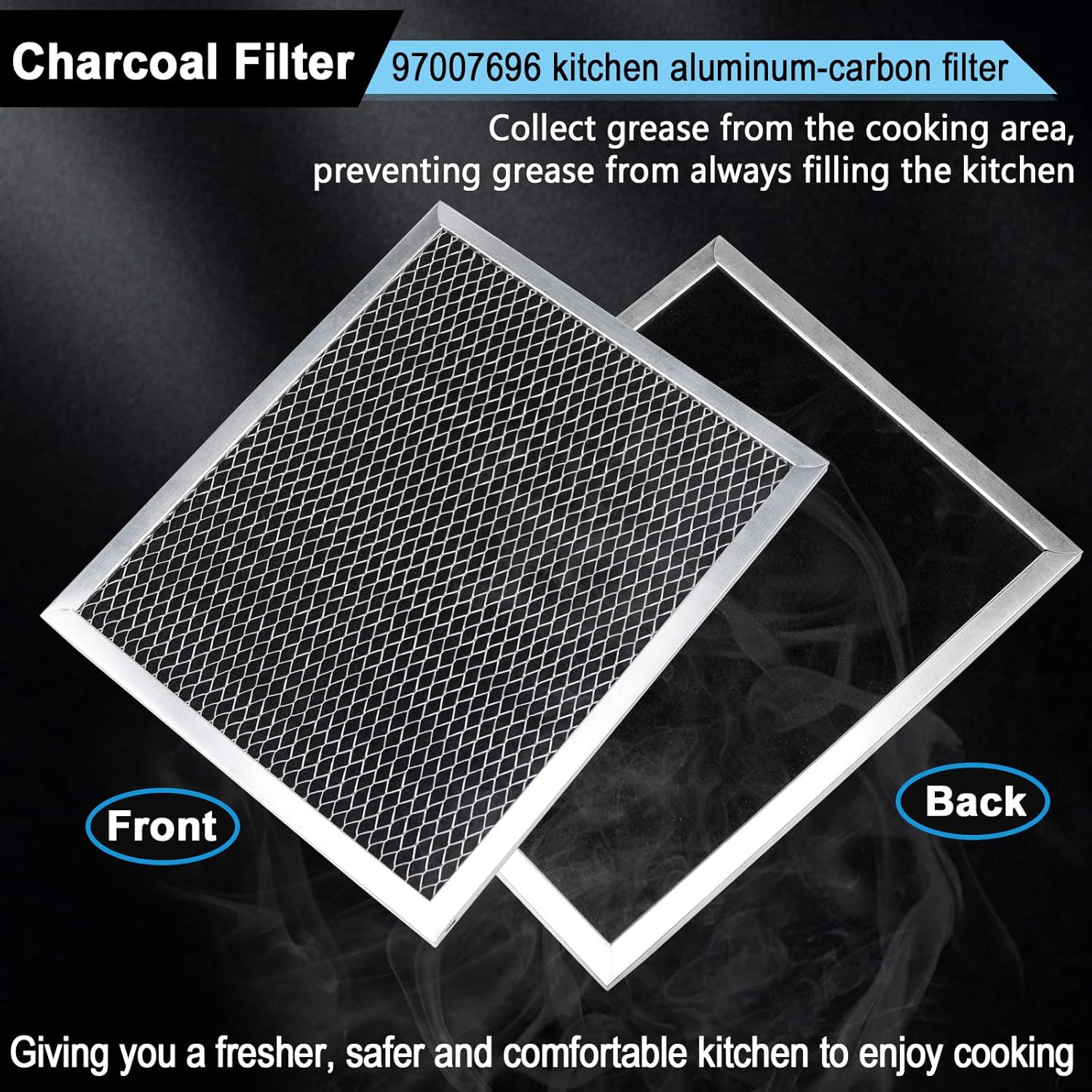 97007696 Charcoal Filter Replacement for Range Hood 41F Grease Filter 6105c 8-3/4" x 10-1/2" Aluminum Mesh Charcoal Carbon Filter Compatible with Most Brand Stove Vents -3 PACKS by Fetechmate