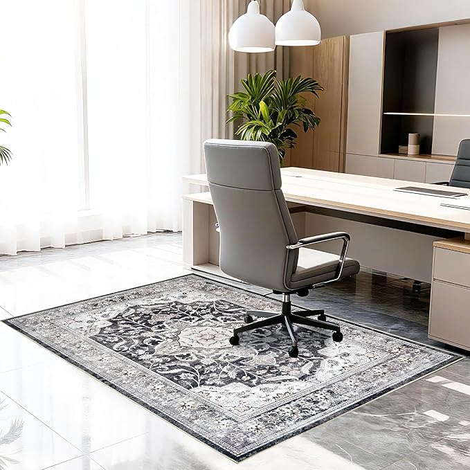 Office Chair Mat for Hardwood Tile Floor, Machine Washable Office Area Carpet by Ufeekare