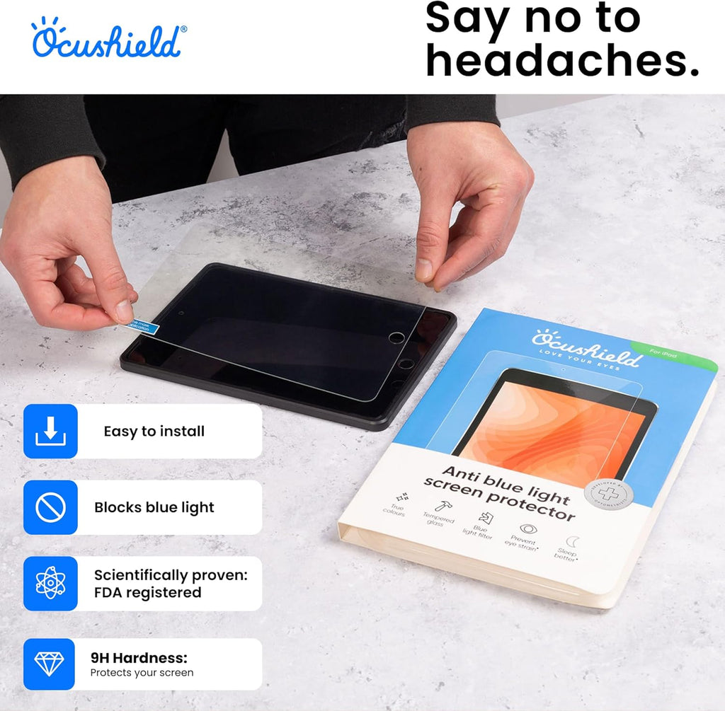 Ocushield Anti Blue Light Tempered Glass Screen Protector for Apple iPad Air 13" (2024) - Blue Light Filter for iPad - Anti Glare - Protect Your Eyes & Improve Sleep