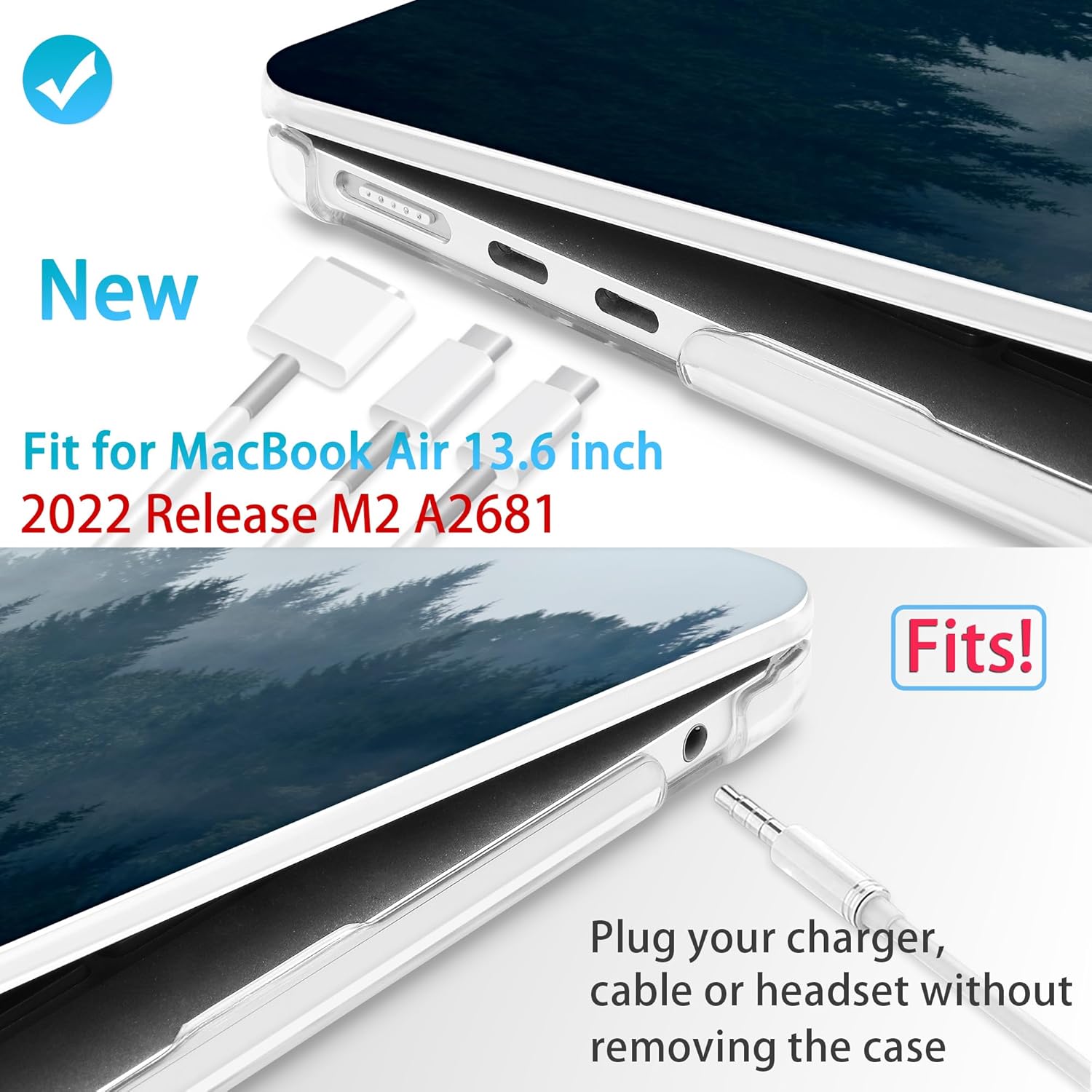 Mektron for 2025 M4 MacBook Air 13.6 Inch A3240 Case Fits 2023 A2681 M2 2024 A3113 M3 Chip with Liquid Retina Display, Printed Plastic Hard Shell Cover for MacBook Air 13.6", Misty Forest C132