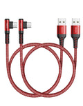 USB C Cable [2 Pack 1.6FT] Fast Charger Type C 3.1A Right Angle Nylon Braided USB Type C Cable Compatible with Galaxy Note 10 9 A51, S22 S21 S10 LG G8 G7 Charging Cord